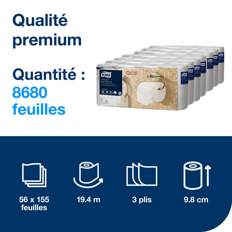 Papier WC Tork extra doux T4 3 plis 56rlx x 19,4m