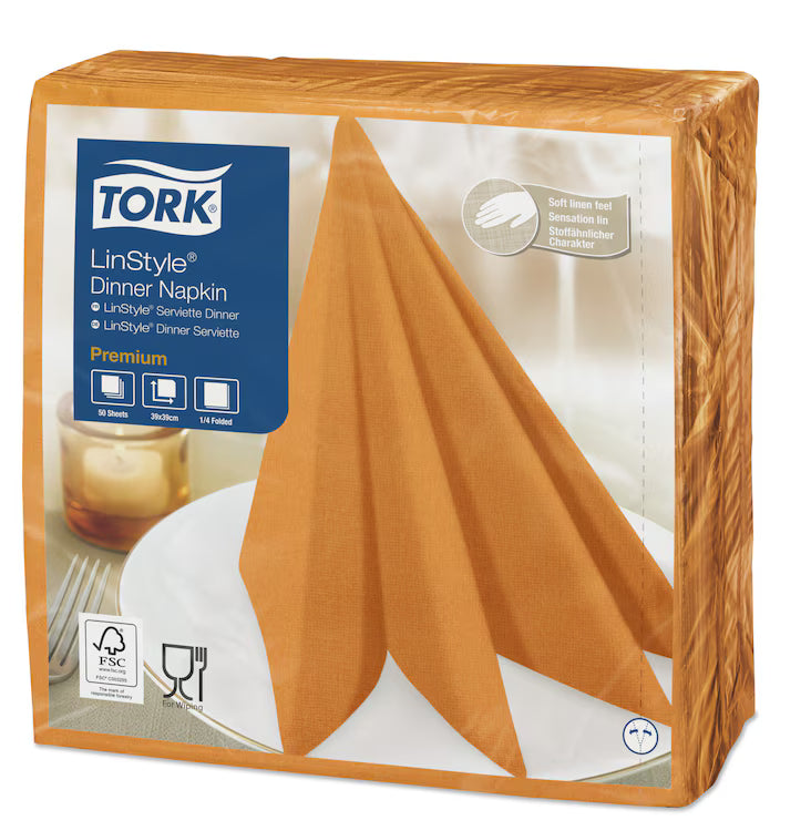 Tork Linestyle Dinner Napkins orange 39cm/39cm 1 pli 600 pcs