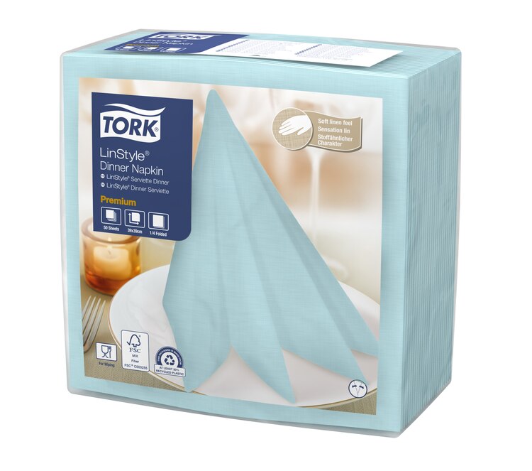 Tork Linestyle Dinner Napkins turquoise 39cm/39cm 1 pli 600 pcs